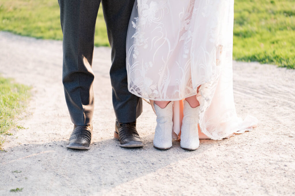 Bride and groom's cowboy boots