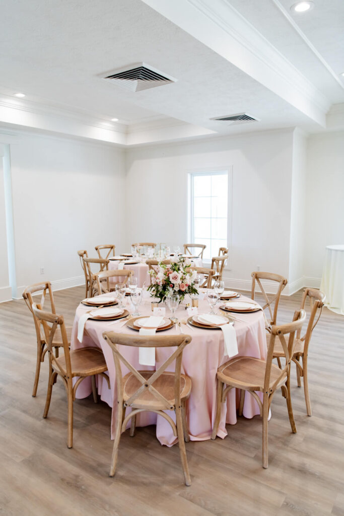 Blush and sage reception tables